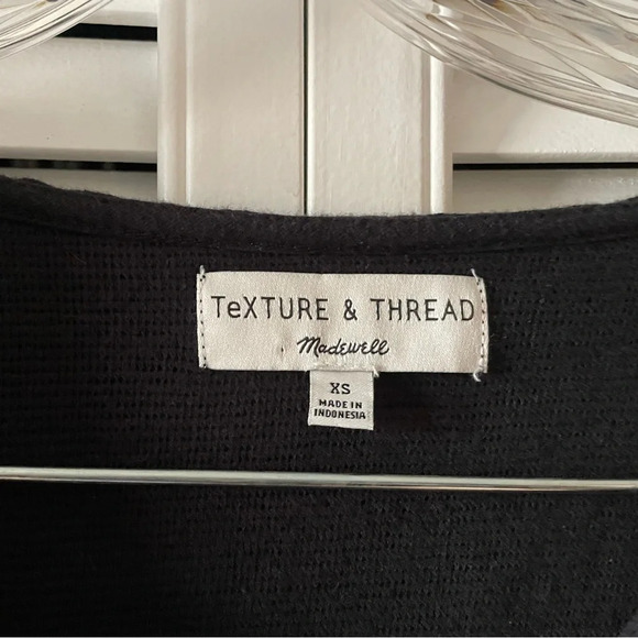 Madewell Texture & Thread Tie-Knot V-Neck Blouse Cropped Black Cotton Size XS - Picture 5 of 16